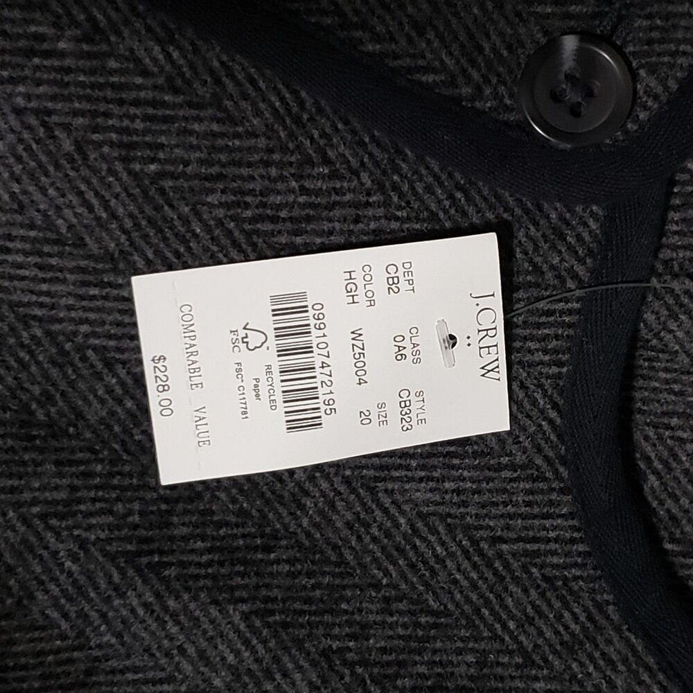 New J Crew Lady Jacket Black Tweed Cropped w/ Gold Buttons Size 20 NWT - Picture 8 of 16